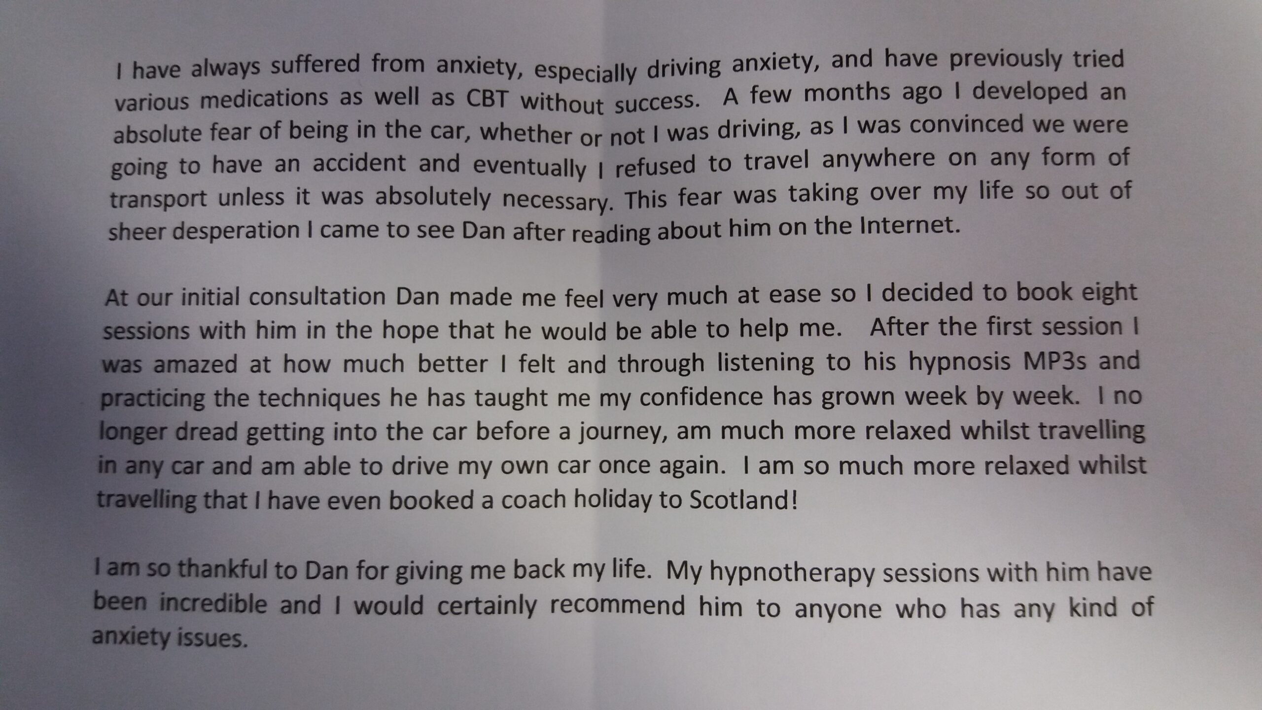 driving anxiety help ely hypnotherapy dan regan