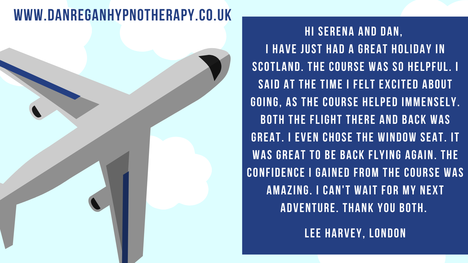fear of flying hypnotherapy review - Dan Regan Hypnotherapy in Ely
