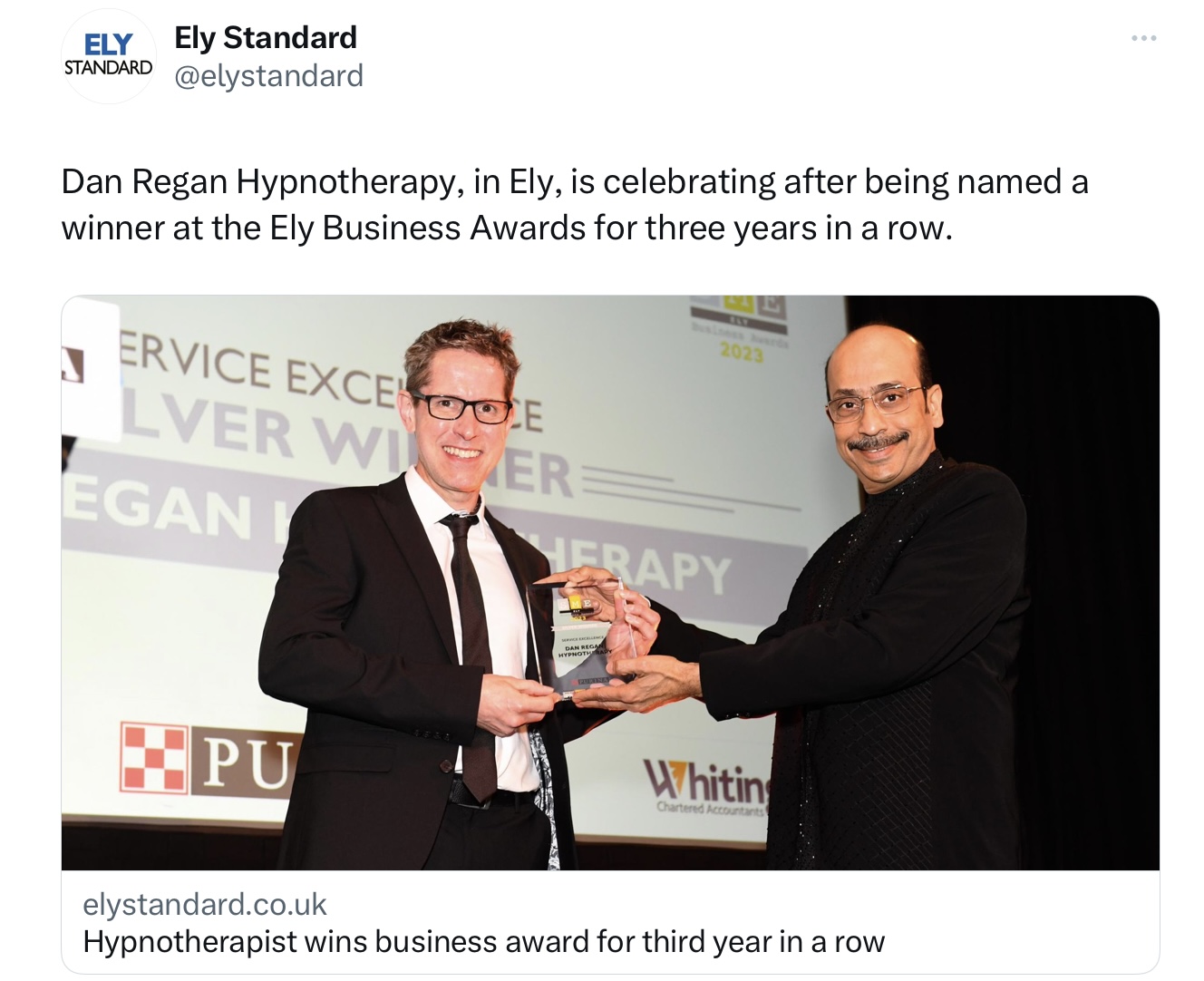 hypnotherapy in ely business award ely standard